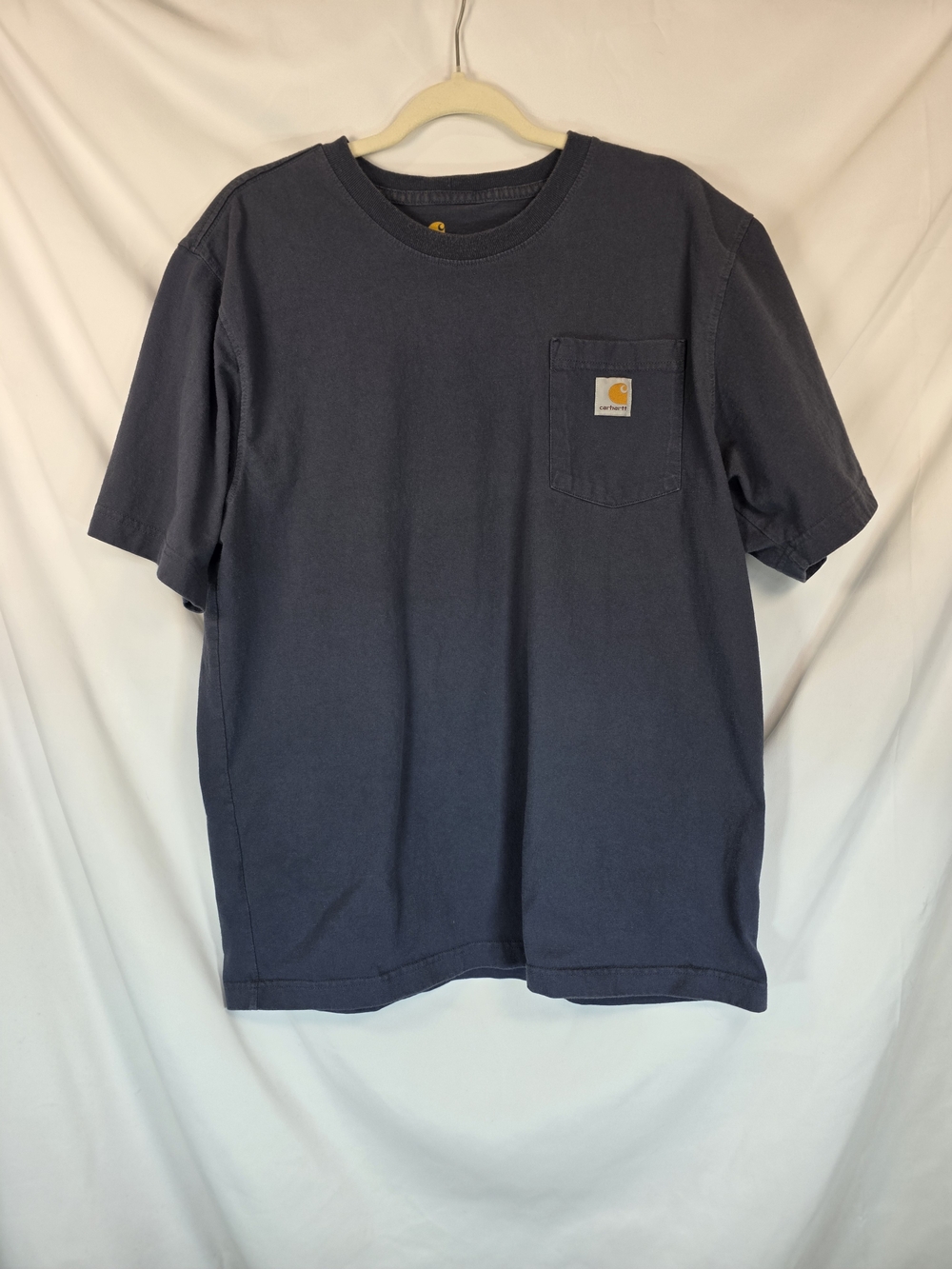 Carhartt Men L Short Sleeve Pocket T-Shirt Heavy Duty Work Wear Blue Grey K87